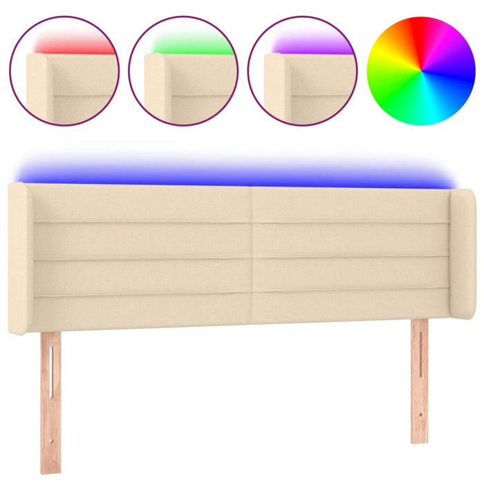 Tăblie de pat cu LED, crem, 147x16x78/88 cm, textil - WALTI WALTI