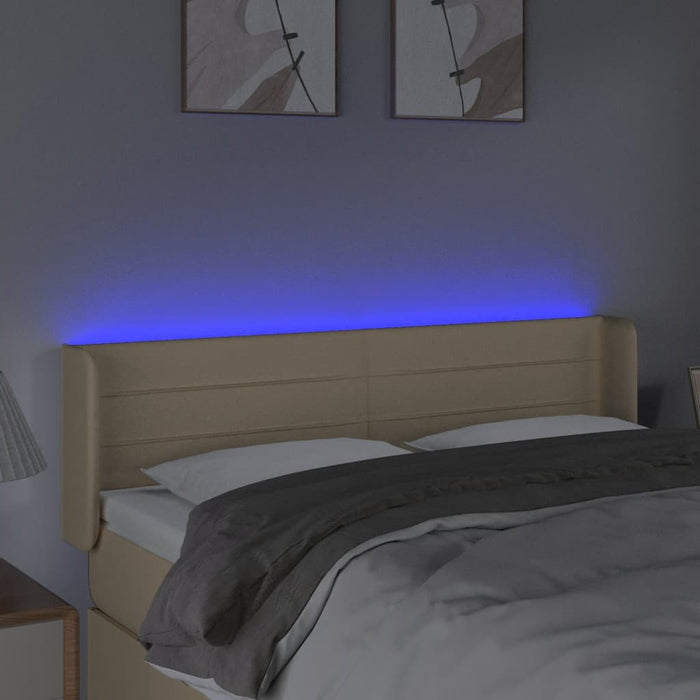 Tăblie de pat cu LED, crem, 147x16x78/88 cm, textil - WALTI WALTI