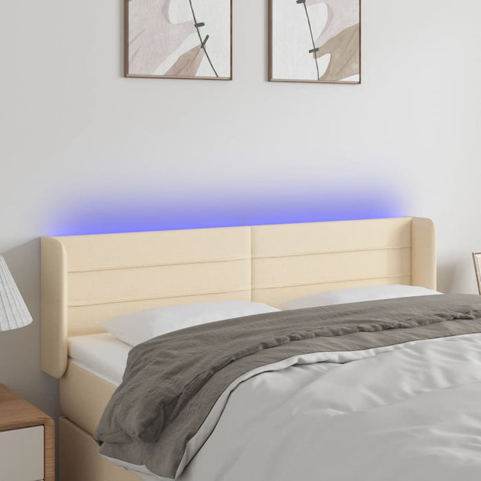 Tăblie de pat cu LED, crem, 147x16x78/88 cm, textil - WALTI WALTI