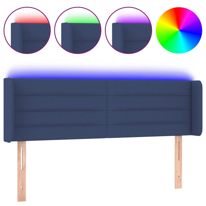 Tăblie de pat cu LED, albastru, 147x16x78/88 cm, textil - WALTI WALTI