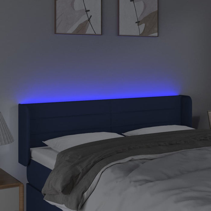 Tăblie de pat cu LED, albastru, 147x16x78/88 cm, textil - WALTI WALTI