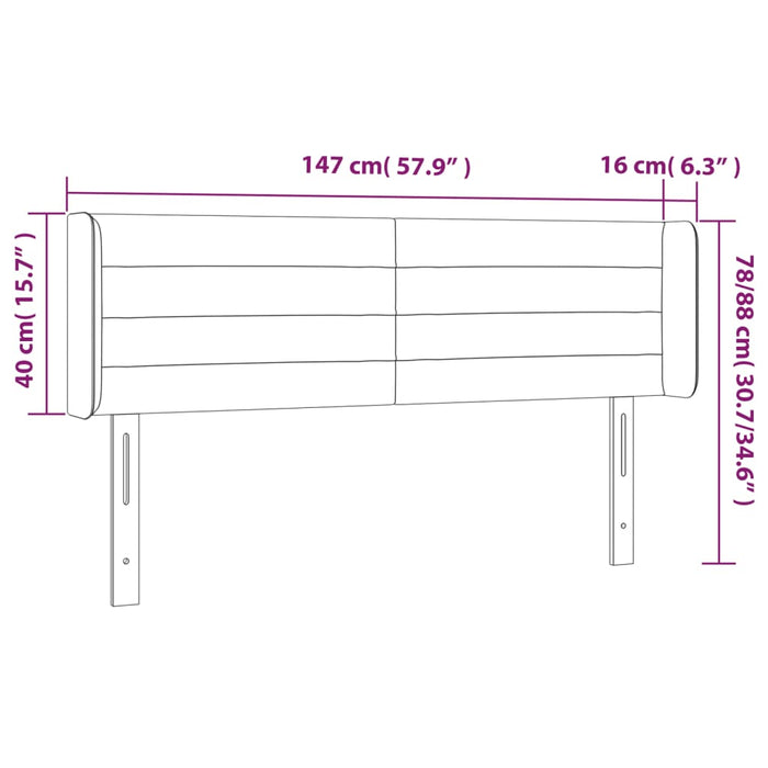 Tăblie de pat cu LED, albastru, 147x16x78/88 cm, textil - WALTI WALTI