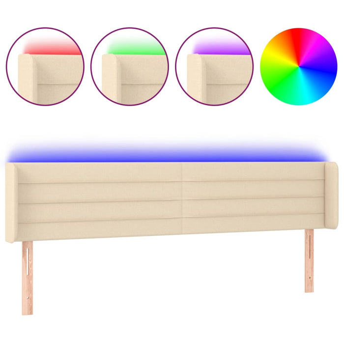 Tăblie de pat cu LED, crem, 163x16x78/88 cm, textil - WALTI WALTI