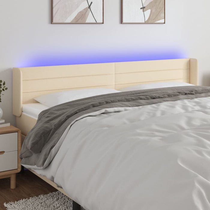 Tăblie de pat cu LED, crem, 163x16x78/88 cm, textil - WALTI WALTI