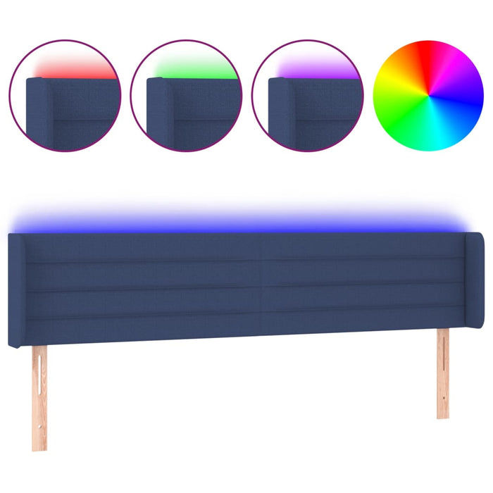 Tăblie de pat cu LED, albastru, 183x16x78/88 cm, textil - WALTI WALTI