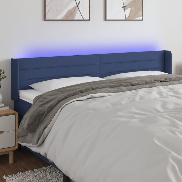 Tăblie de pat cu LED, albastru, 183x16x78/88 cm, textil - WALTI WALTI