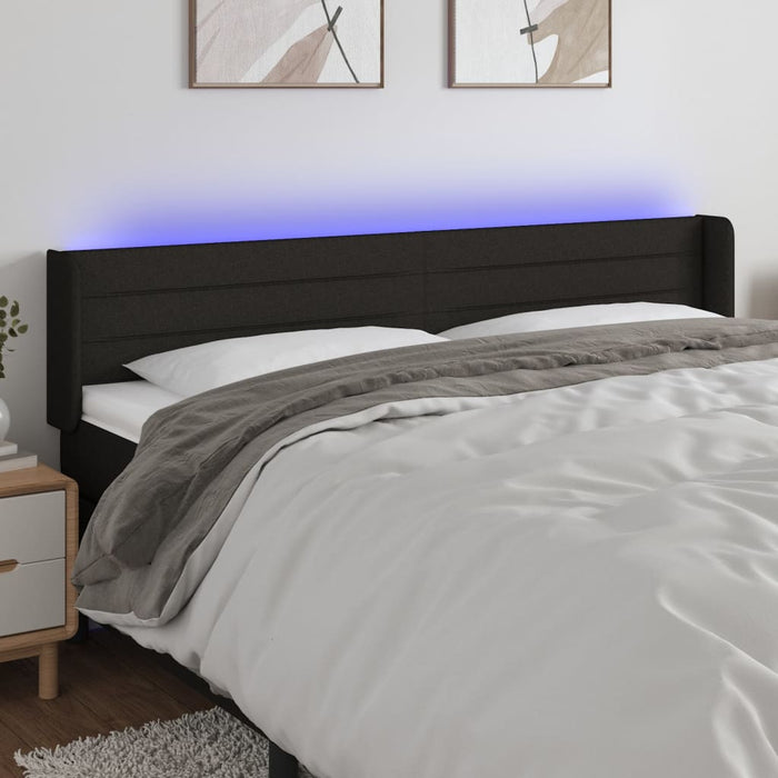 Tăblie de pat cu LED, negru, 203x16x78/88 cm, textil - WALTI WALTI