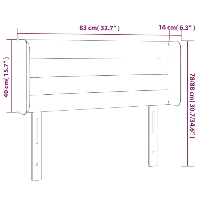 Tăblie de pat cu LED, gri închis, 83x16x78/88 cm, catifea - WALTI WALTI