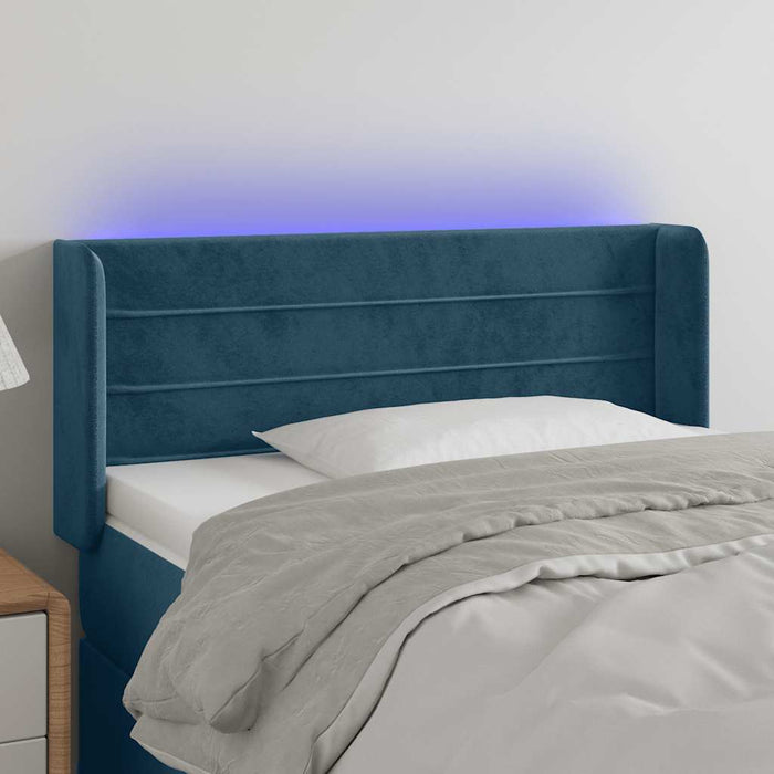 Tăblie de pat cu LED, albastru închis, 83x16x78/88 cm, catifea - WALTI WALTI