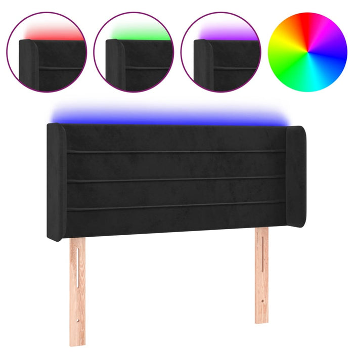 Tăblie de pat cu LED, negru, 93x16x78/88 cm, catifea - WALTI WALTI