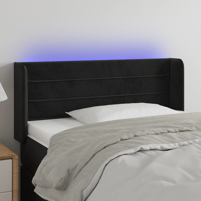 Tăblie de pat cu LED, negru, 93x16x78/88 cm, catifea - WALTI WALTI