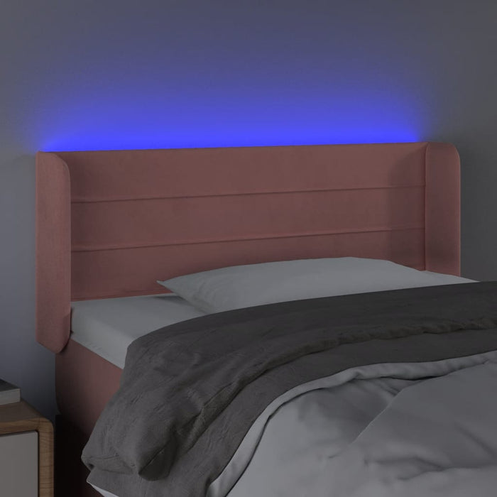 Tăblie de pat cu LED, roz, 93x16x78/88 cm, catifea - WALTI WALTI