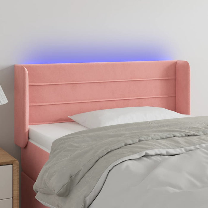 Tăblie de pat cu LED, roz, 93x16x78/88 cm, catifea - WALTI WALTI
