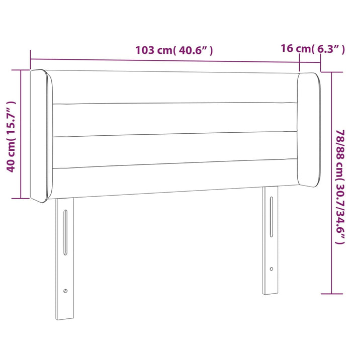 Tăblie de pat cu LED, gri închis, 103x16x78/88 cm, catifea - WALTI WALTI