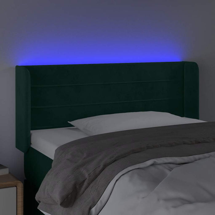 Tăblie de pat cu LED, verde închis, 103x16x78/88 cm, catifea - WALTI WALTI