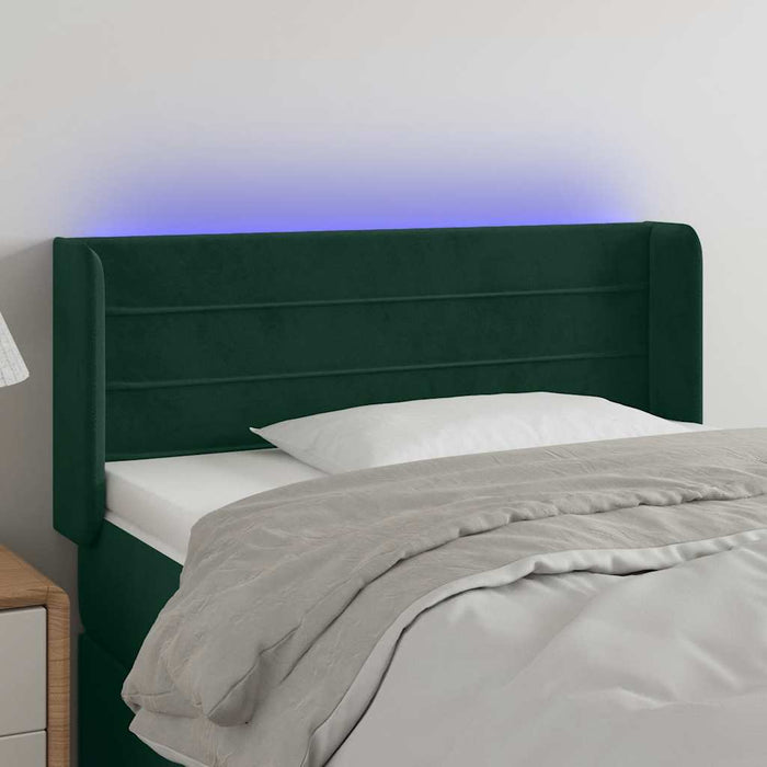Tăblie de pat cu LED, verde închis, 103x16x78/88 cm, catifea - WALTI WALTI