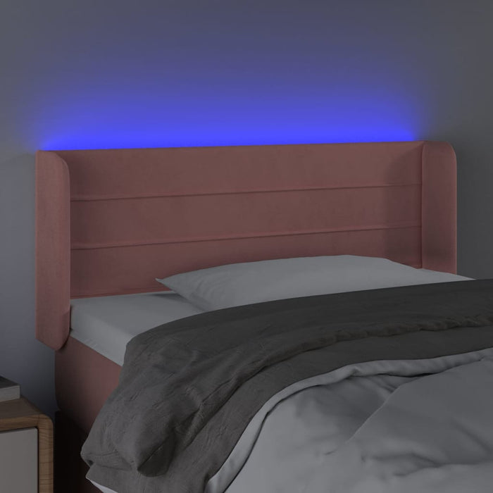 Tăblie de pat cu LED, roz, 103x16x78/88 cm, catifea - WALTI WALTI