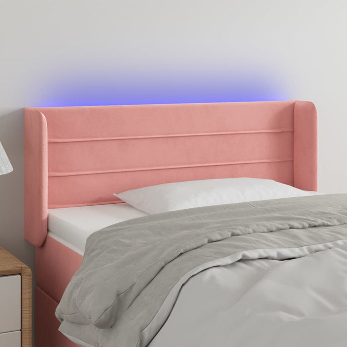 Tăblie de pat cu LED, roz, 103x16x78/88 cm, catifea - WALTI WALTI