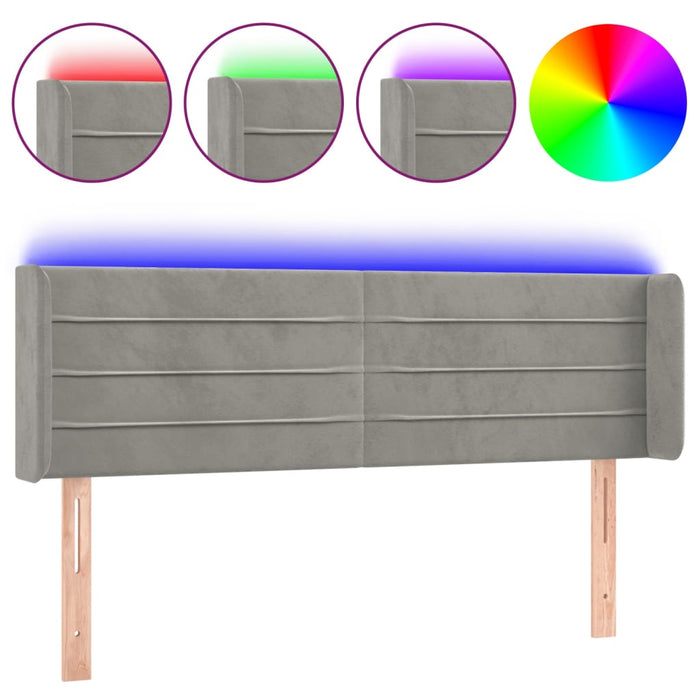 Tăblie de pat cu LED, gri deschis, 147x16x78/88 cm, catifea - WALTI WALTI