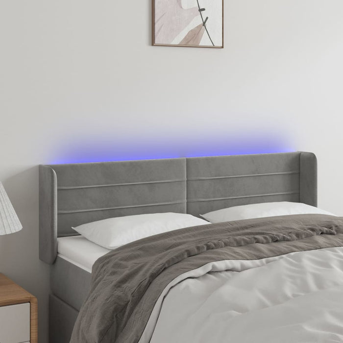 Tăblie de pat cu LED, gri deschis, 147x16x78/88 cm, catifea - WALTI WALTI