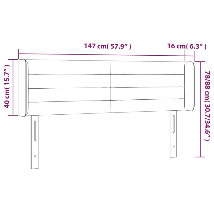 Tăblie de pat cu LED, gri închis, 147x16x78/88 cm, catifea - WALTI WALTI