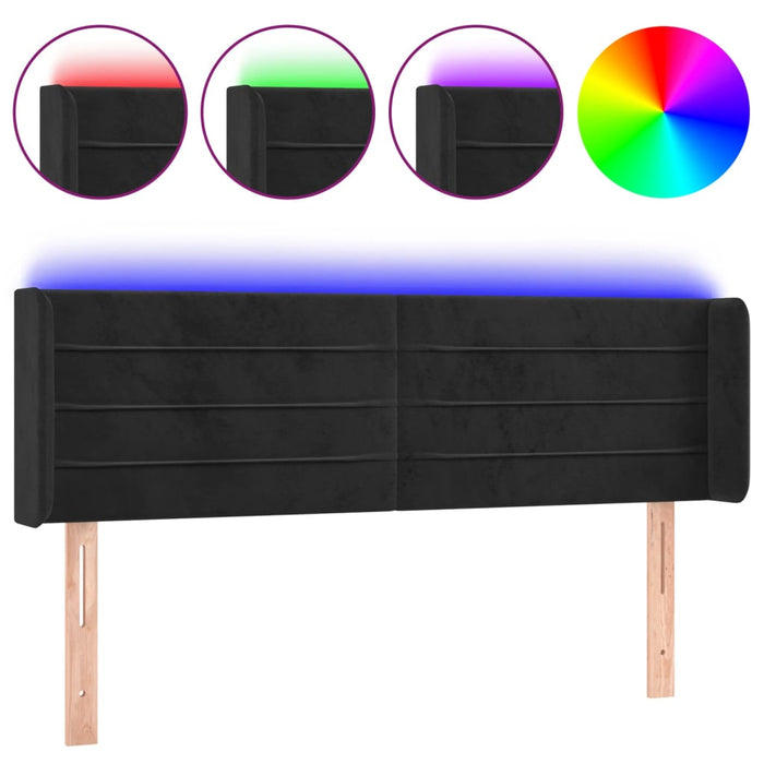 Tăblie de pat cu LED, negru, 147x16x78/88 cm, catifea - WALTI WALTI