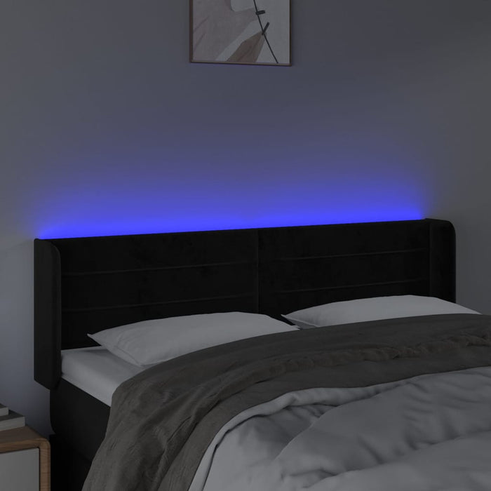 Tăblie de pat cu LED, negru, 147x16x78/88 cm, catifea - WALTI WALTI