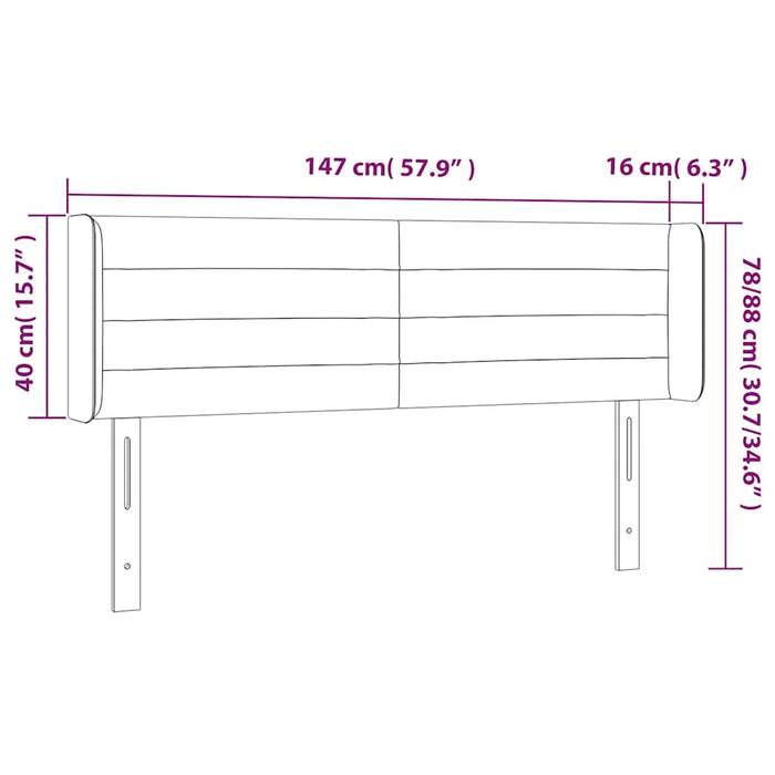 Tăblie de pat cu LED, albastru închis, 147x16x78/88 cm, catifea - WALTI WALTI