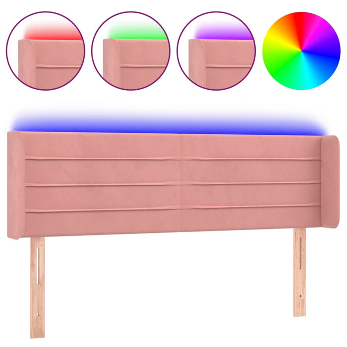 Tăblie de pat cu LED, roz, 147x16x78/88 cm, catifea - WALTI WALTI