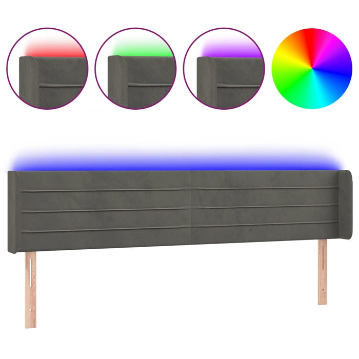 Tăblie de pat cu LED, gri închis, 163x16x78/88 cm, catifea - WALTI WALTI
