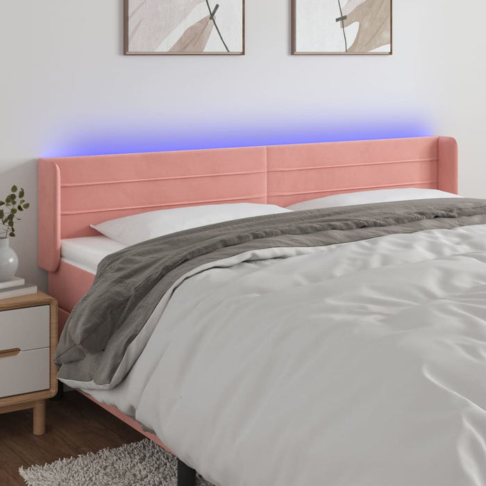 Tăblie de pat cu LED, roz, 163x16x78/88 cm, catifea - WALTI WALTI
