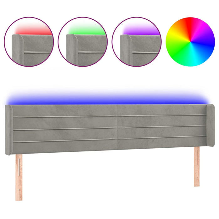 Tăblie de pat cu LED, gri deschis, 183x16x78/88 cm, catifea - WALTI WALTI