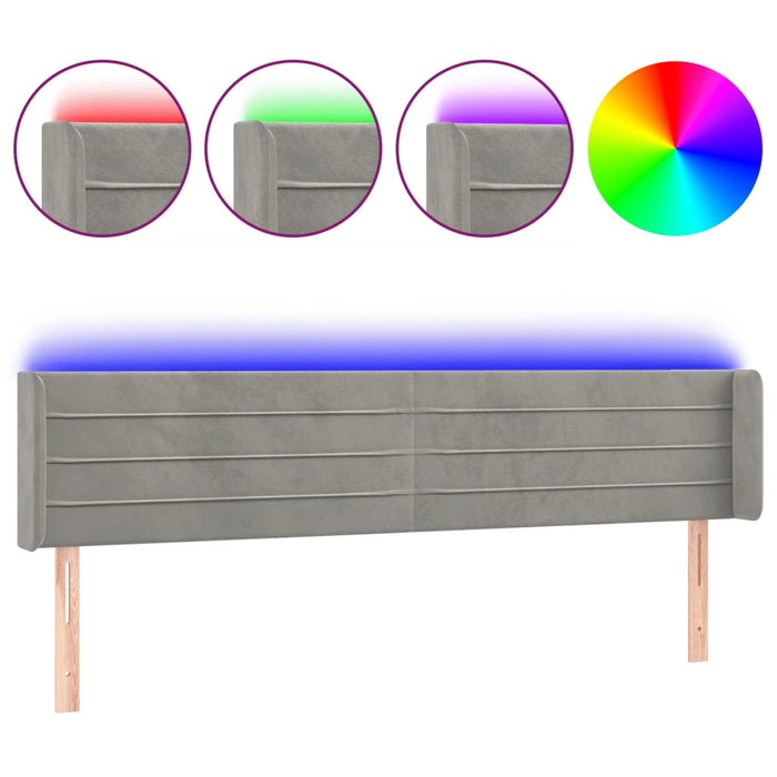 Tăblie de pat cu LED, gri deschis, 203x16x78/88 cm, catifea - WALTI WALTI