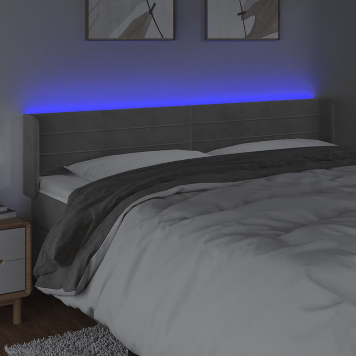 Tăblie de pat cu LED, gri deschis, 203x16x78/88 cm, catifea - WALTI WALTI