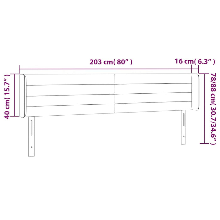 Tăblie de pat cu LED, verde închis, 203x16x78/88 cm, catifea - WALTI WALTI
