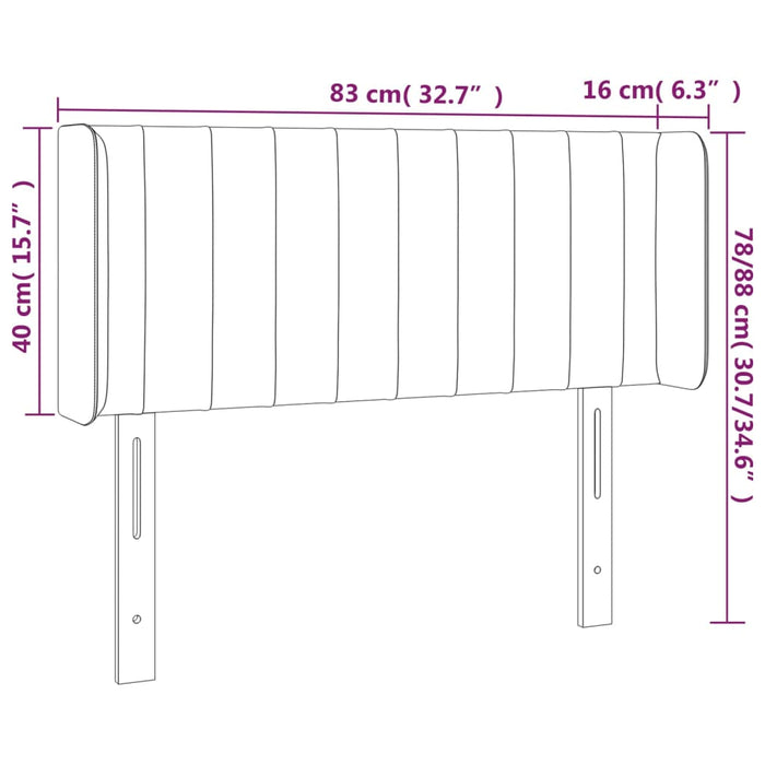 Tăblie de pat cu LED, gri închis, 83x16x78/88 cm, textil - WALTI WALTI