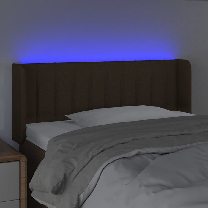 Tăblie de pat cu LED, maro închis, 83x16x78/88 cm, textil - WALTI WALTI