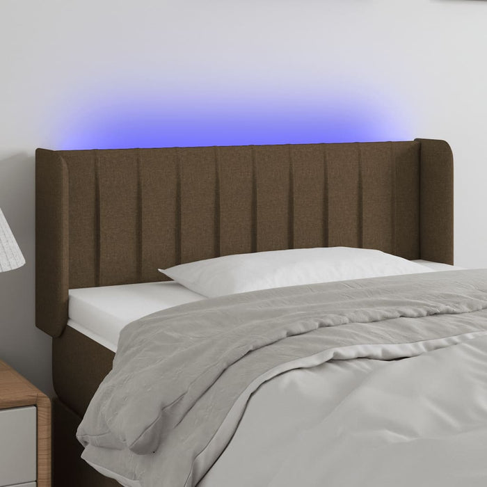 Tăblie de pat cu LED, maro închis, 83x16x78/88 cm, textil - WALTI WALTI