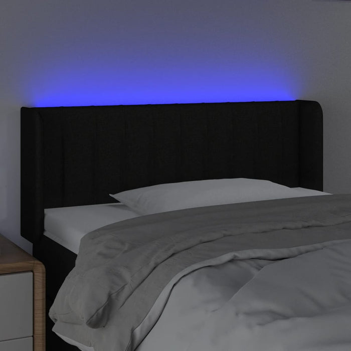 Tăblie de pat cu LED, negru, 93x16x78/88 cm, textil - WALTI WALTI