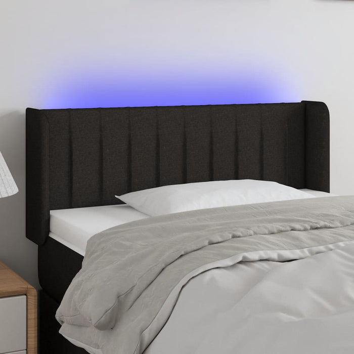 Tăblie de pat cu LED, negru, 93x16x78/88 cm, textil - WALTI WALTI