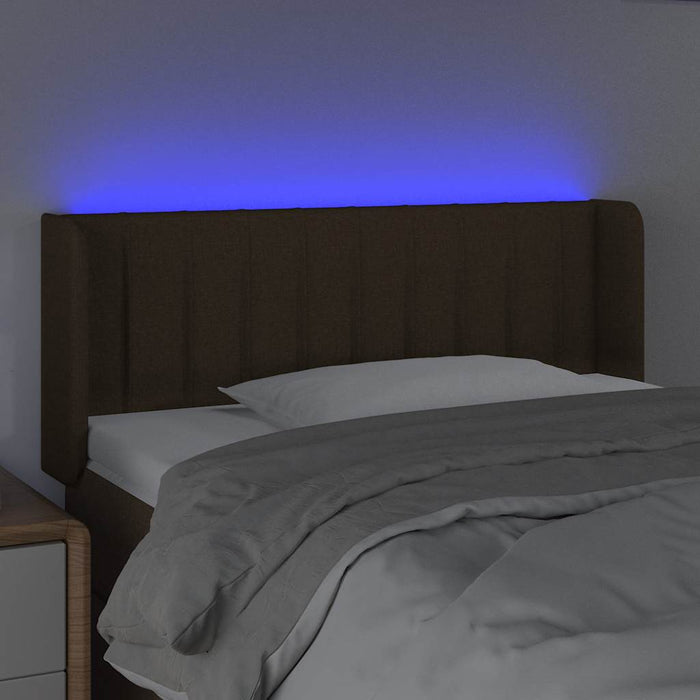 Tăblie de pat cu LED, maro închis, 93x16x78/88 cm, textil - WALTI WALTI