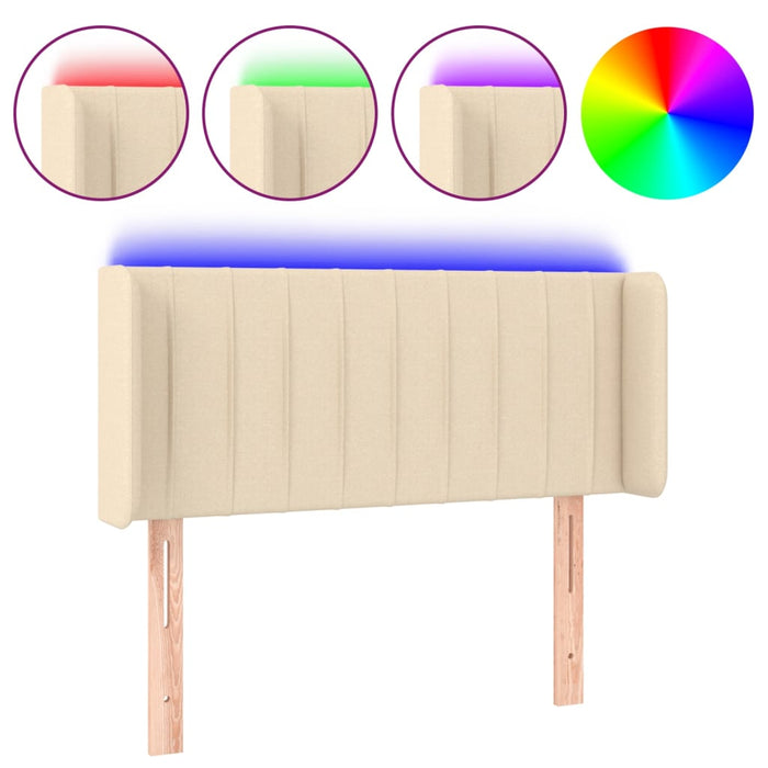 Tăblie de pat cu LED, crem, 93x16x78/88 cm, textil - WALTI WALTI