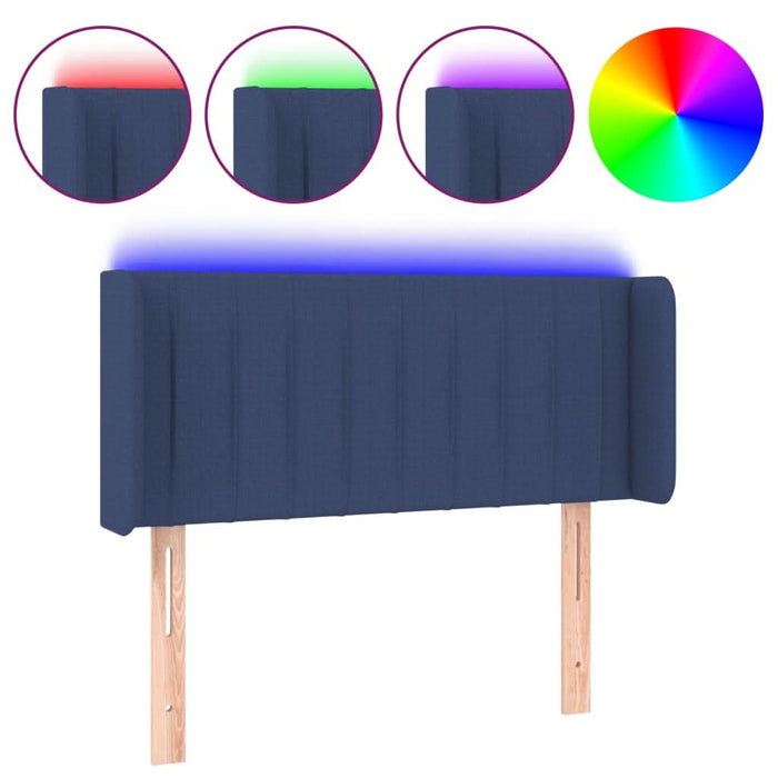 Tăblie de pat cu LED, albastru, 93x16x78/88 cm, textil - WALTI WALTI