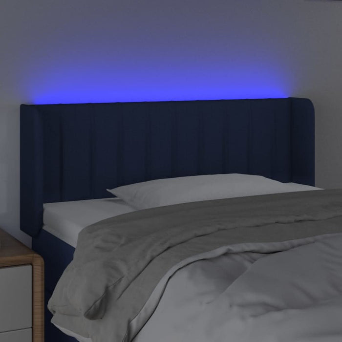Tăblie de pat cu LED, albastru, 93x16x78/88 cm, textil - WALTI WALTI