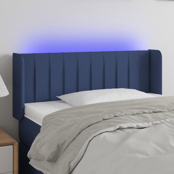 Tăblie de pat cu LED, albastru, 93x16x78/88 cm, textil - WALTI WALTI