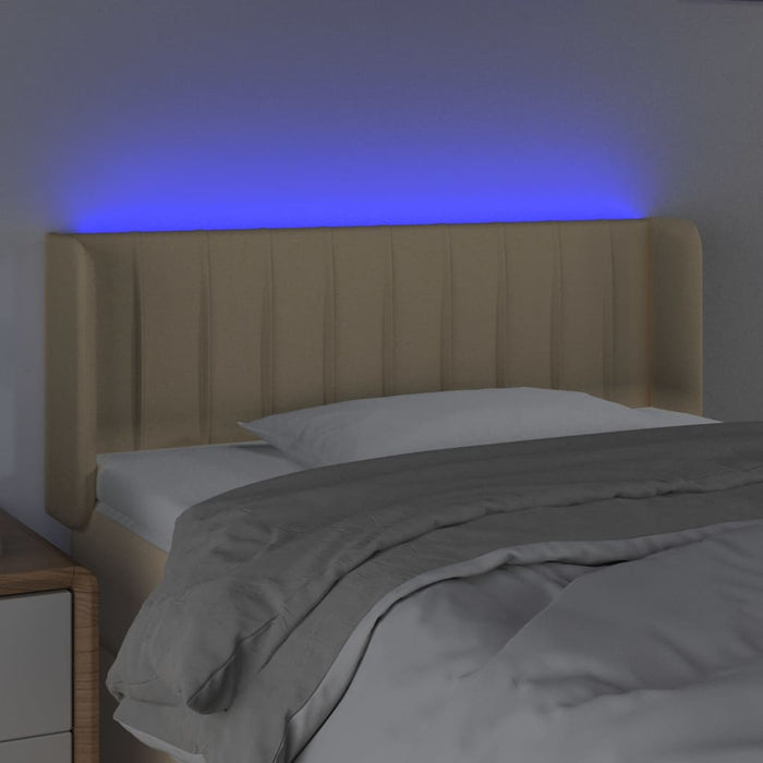 Tăblie de pat cu LED, crem, 103x16x78/88 cm, textil - WALTI WALTI