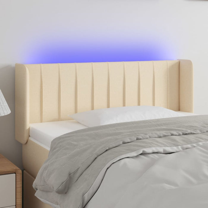 Tăblie de pat cu LED, crem, 103x16x78/88 cm, textil - WALTI WALTI