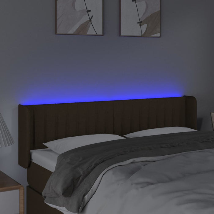Tăblie de pat cu LED, maro închis, 147x16x78/88 cm, textil - WALTI WALTI