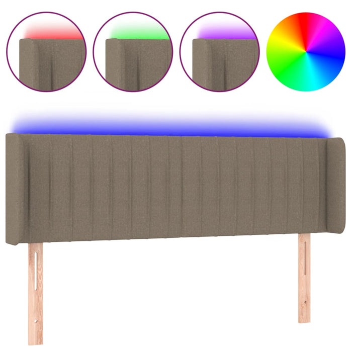 Tăblie de pat cu LED, gri taupe, 147x16x78/88 cm, textil - WALTI WALTI
