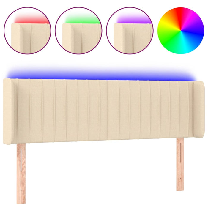 Tăblie de pat cu LED, crem, 147x16x78/88 cm, textil - WALTI WALTI